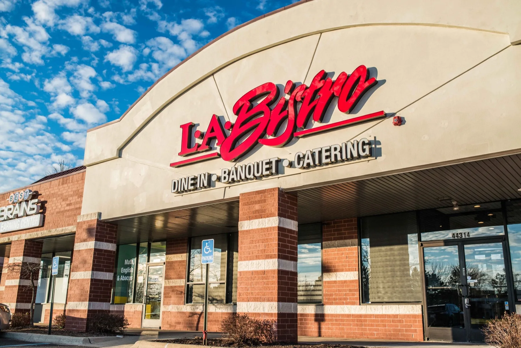 Exterior of the family-owned L.A. Bistro Canton restaurant on Cherry Hill Road